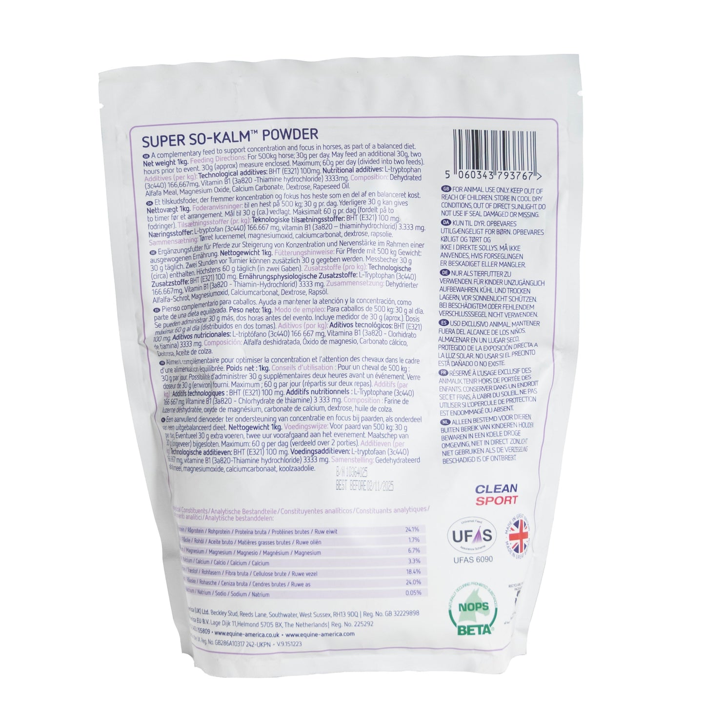 Super So-Kalm Powder Back Label