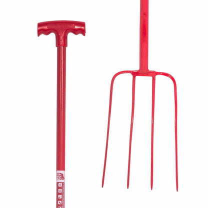 4 Prong Manure Fork with T Handle - Red Gorilla - 116/T/R