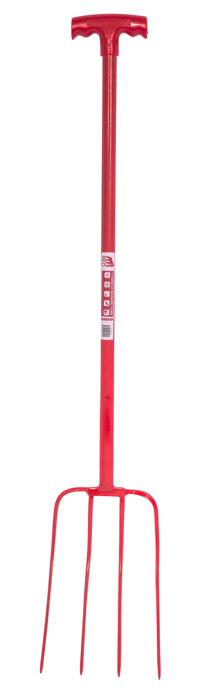 Red Gorilla - 4 Prong Manure Fork with T Handle