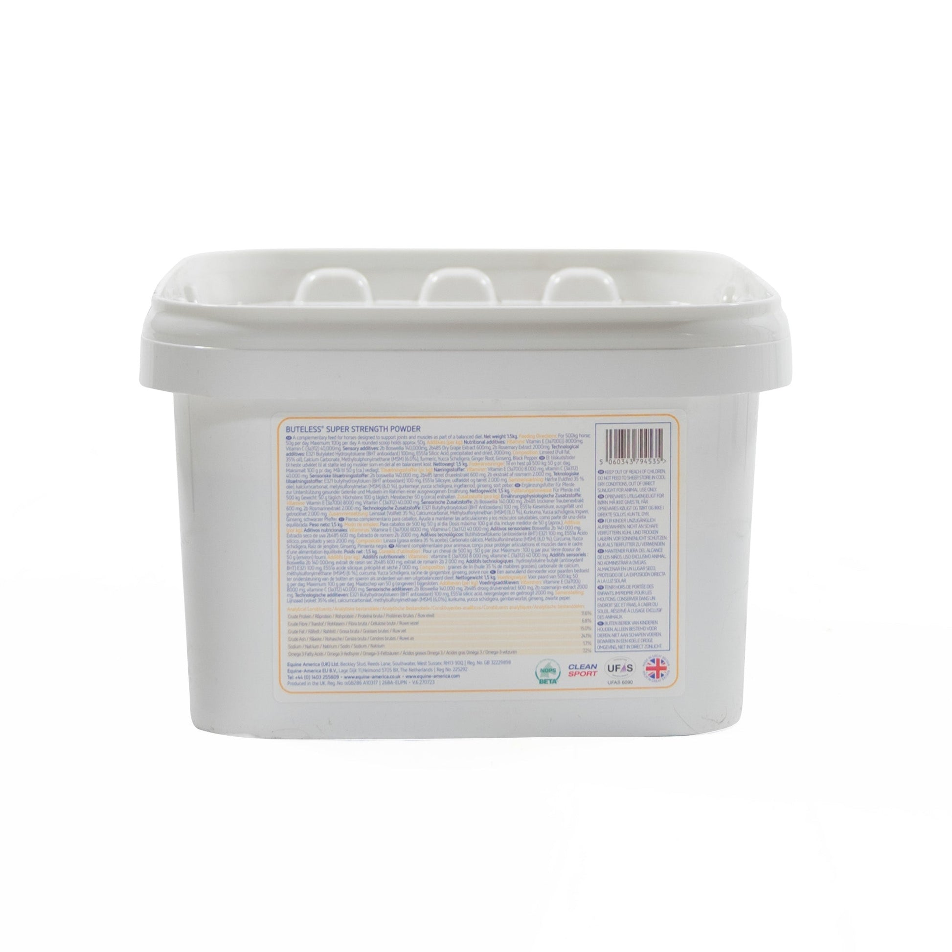 Buteless Super Strength Powder 1.5kg Back Label