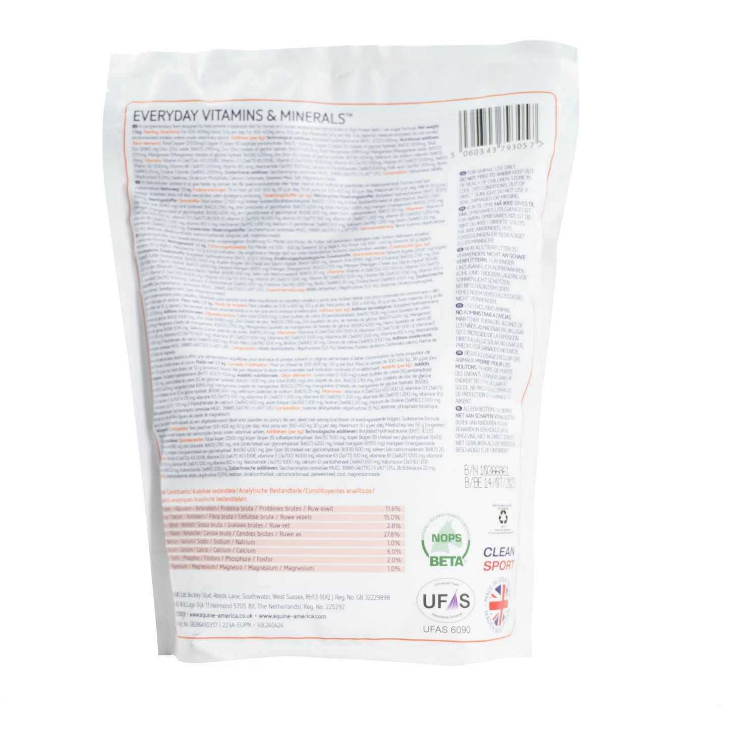 Everyday Vitamins & Minerals 1.5kg Back Label