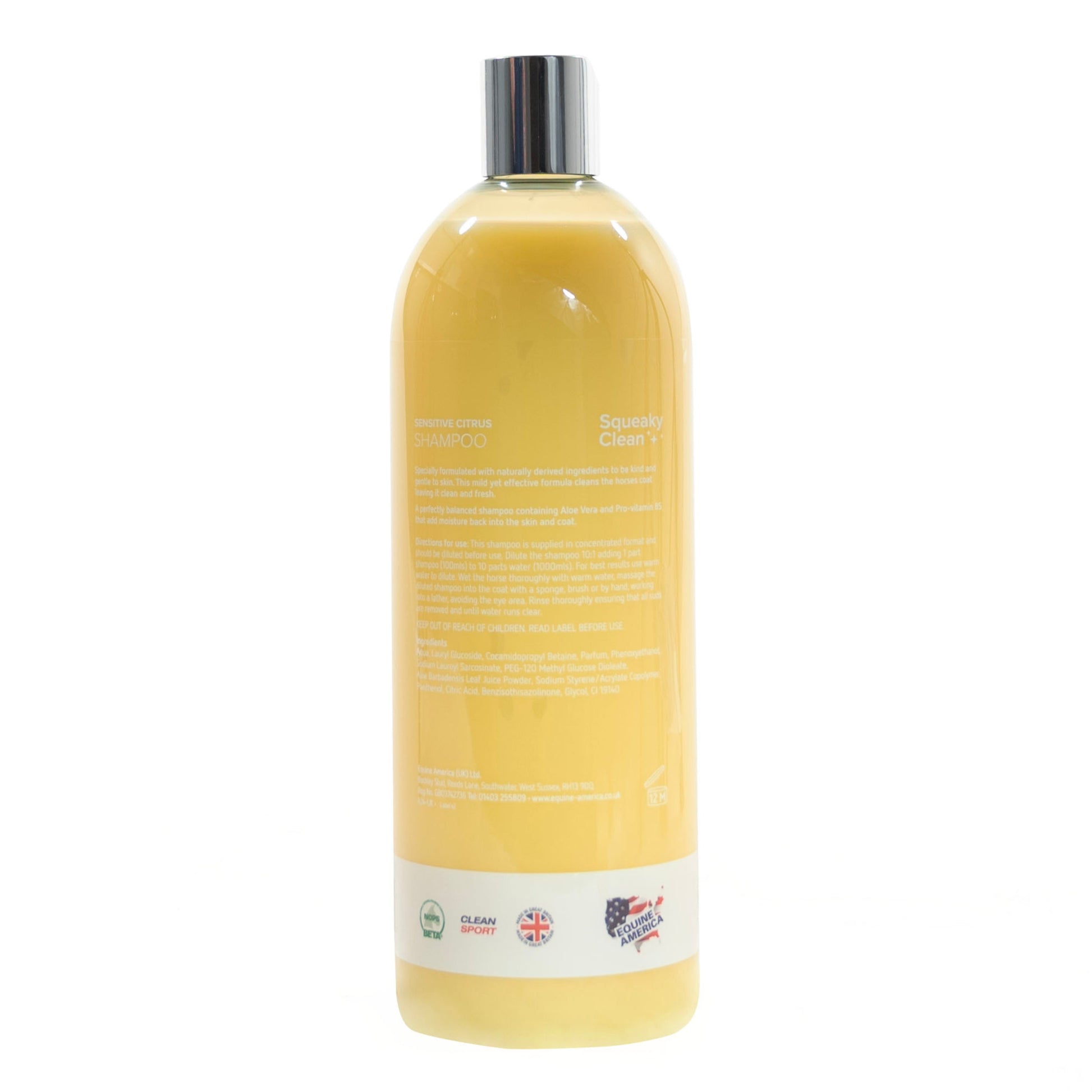 Squeaky Clean Sensitive Shampoo Back Label