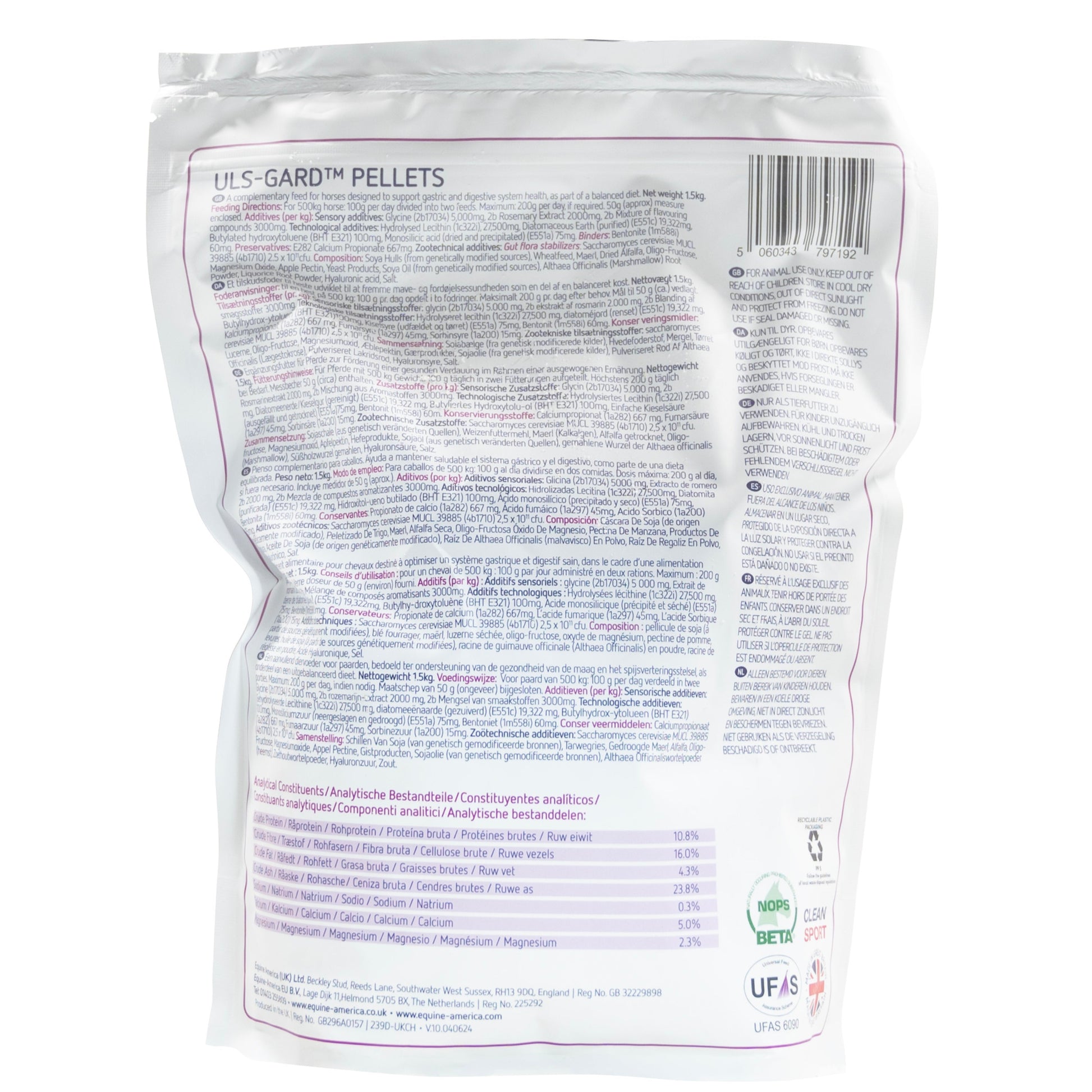 Uls-Gard Pellets 1.5kg Back Label 