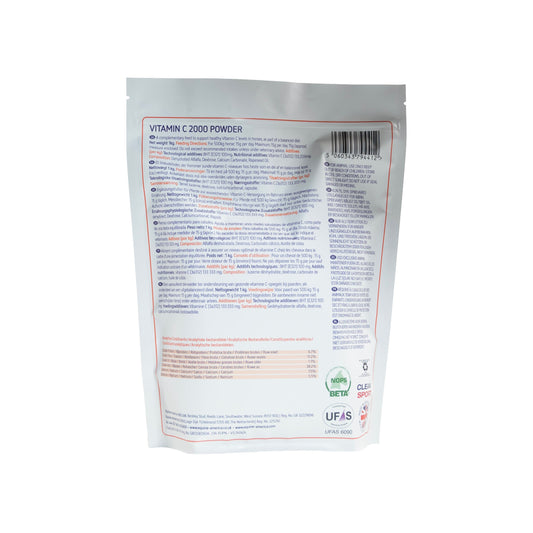 Vitamin C Powder 1kg Back Label
