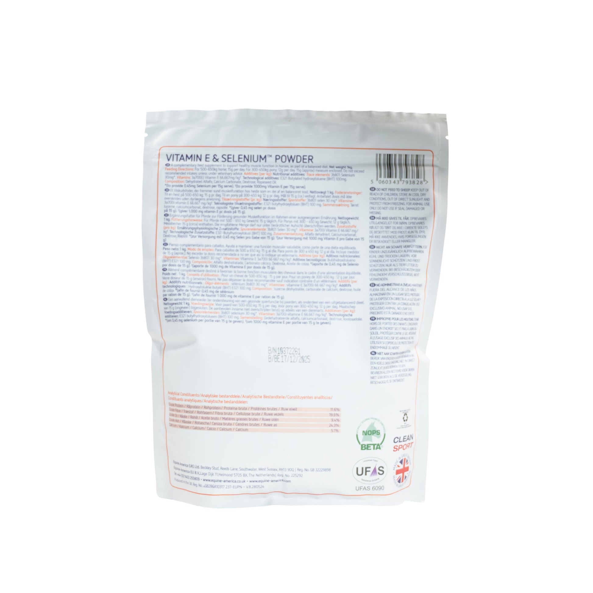 Vitamin E & Selenium 1kg Back Label